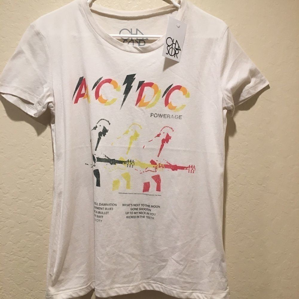 CHASER AC/DC Neon Powerage Graphic t shirt Band Sm